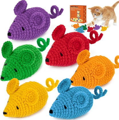 Retro Shaw Catnip Toys Crochet Mice Cat Toys, 3 Pcs Durable Yarn Cat Mouse Toys for Indoor Cats, Stuffed with Natural Catnip & Silvervine Blend, Handmade Interactive Kitten Chew Toy for Teeth Cleaning - Image 10