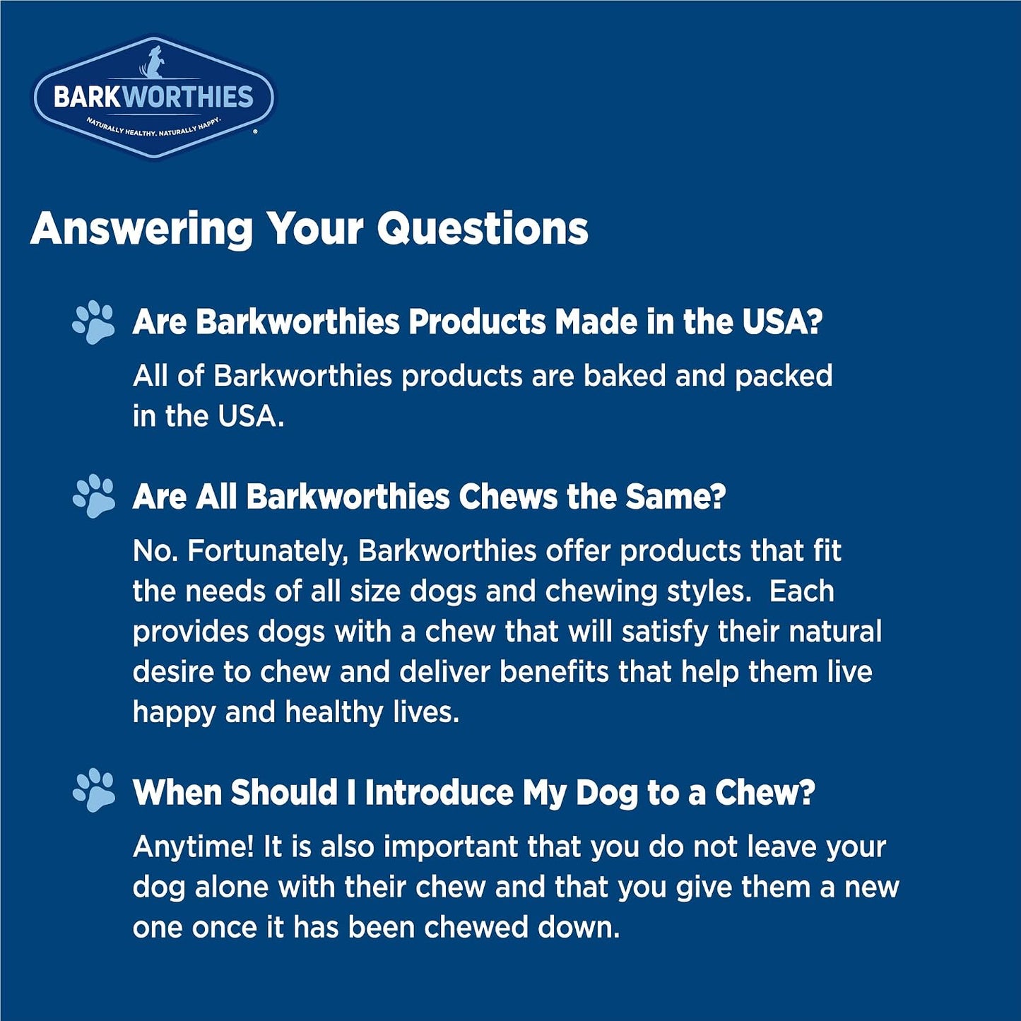 Barkworthies chemical-free premium safe dog chews display showing all five sticks