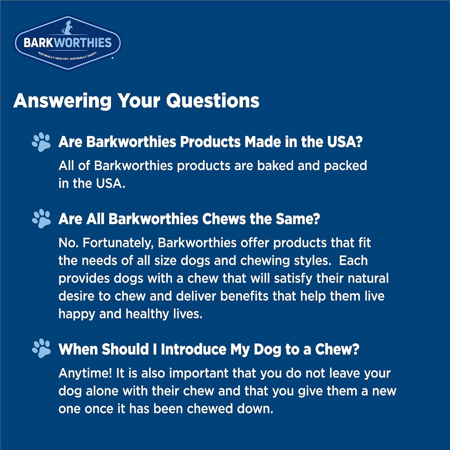 Barkworthies chemical-free premium safe dog chews display showing all five sticks