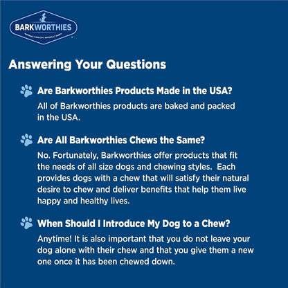 Barkworthies chemical-free premium safe dog chews display showing all five sticks
