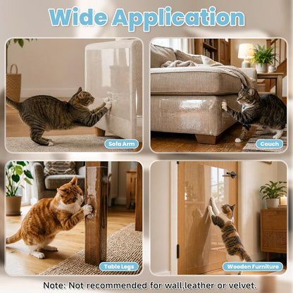 Application of cat scratch protection tape on door frame