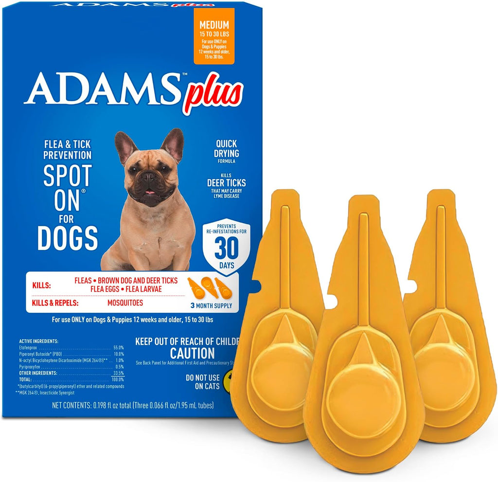 ADAMS Plus Flea & Tick Prevention Spot On for Dogs, Extra Large Dogs, Kills Fleas & Ticks (Brown Dog/Deer Ticks), Kills and Repels Mosquitoes, Prevents Flea Infestations, 3-Month Supply, 3 Pack - Image 11