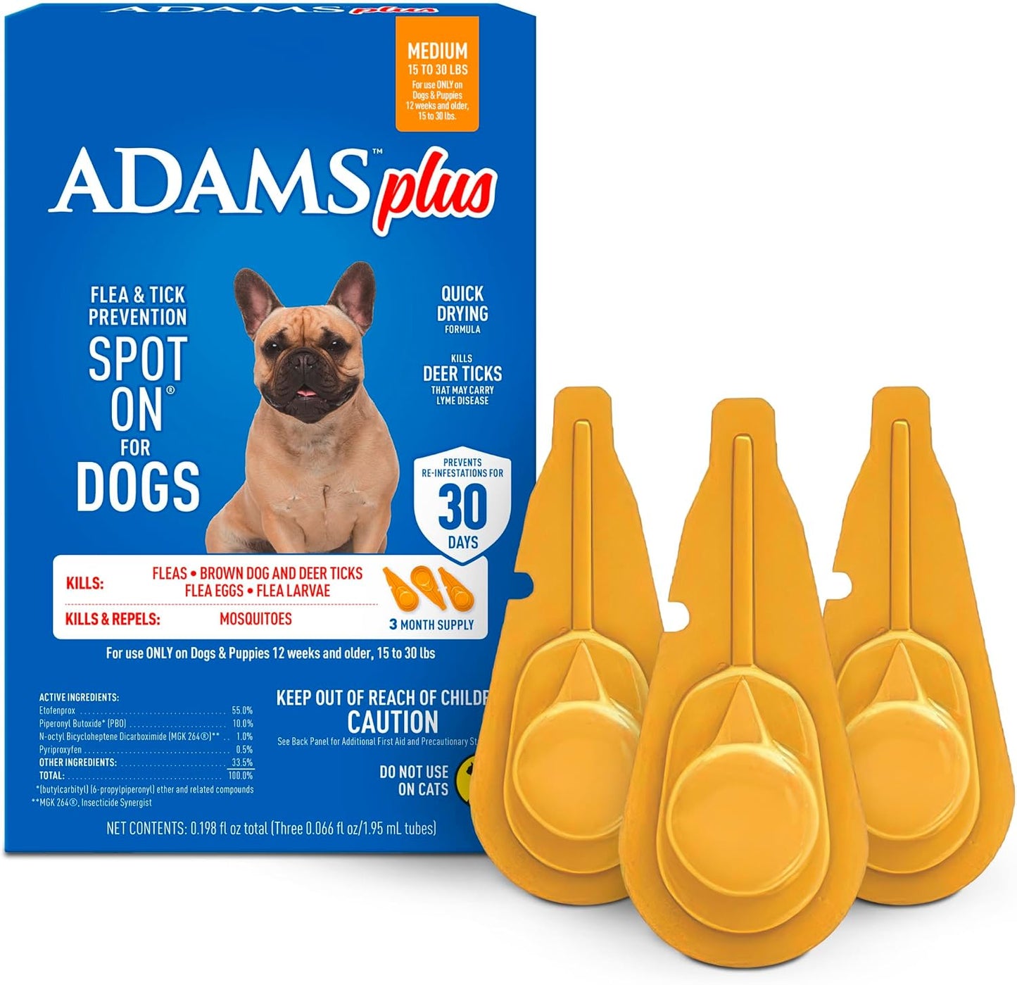 ADAMS Plus Flea & Tick Prevention Spot On for Dogs, Extra Large Dogs, Kills Fleas & Ticks (Brown Dog/Deer Ticks), Kills and Repels Mosquitoes, Prevents Flea Infestations, 3-Month Supply, 3 Pack - Image 11