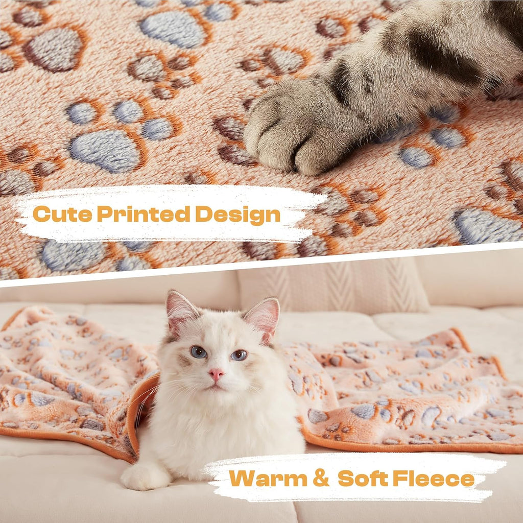 Luciphia small dog and cat flannel throw blankets brown pink white colors