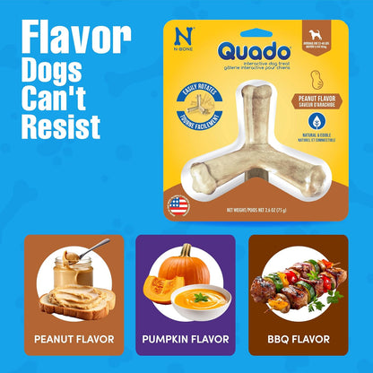Medium dog breed dental care chewing bone in peanut flavor formulation
