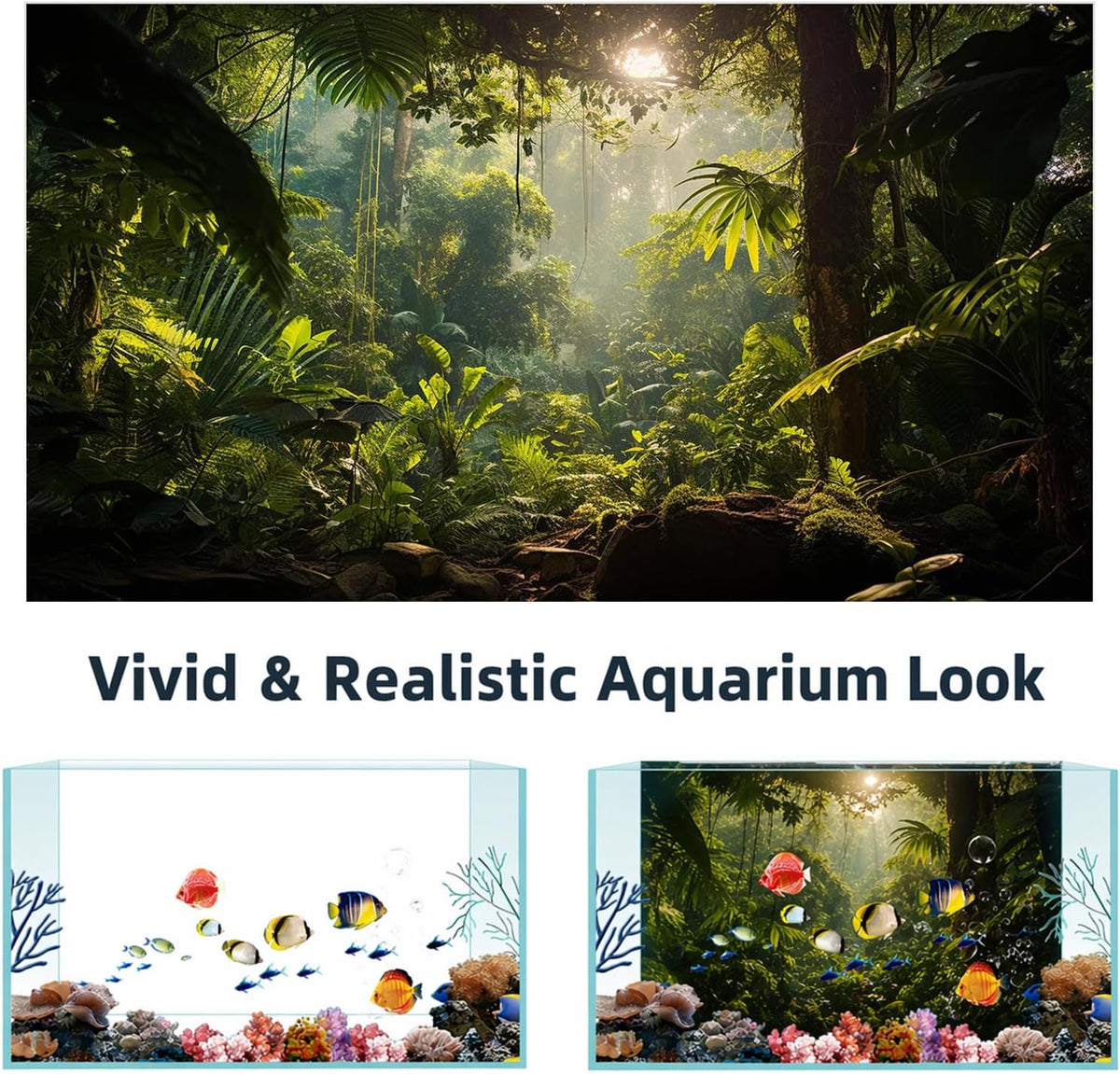 Avolander 24 by 12 inches vinyl fish tank background highlighting the durable material texture and crisp print quality.