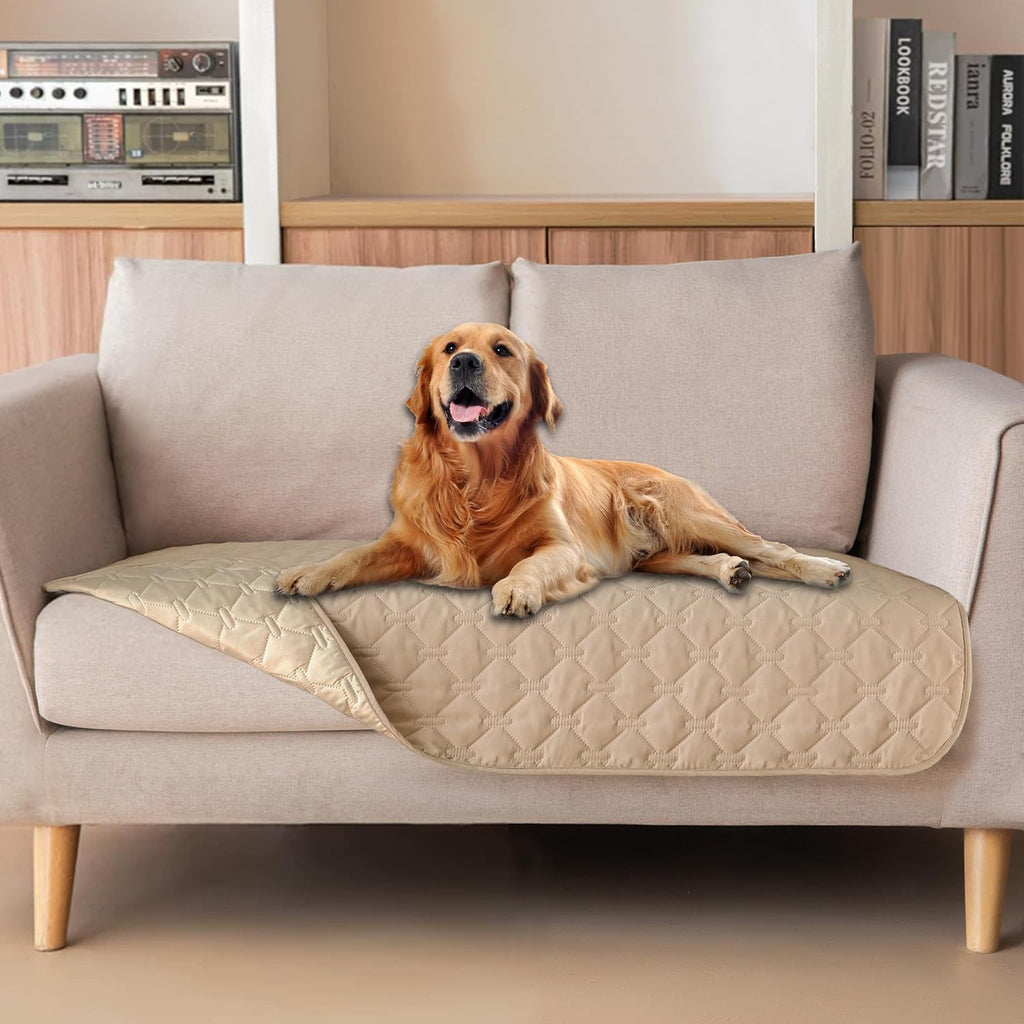 gogobunny 3X Stronger Waterproof Pet Blanket, Scratch Proof Furniture Protector for Dogs Cats, Reversible Cover 52x82 Inch, Dark Beige - Image 14