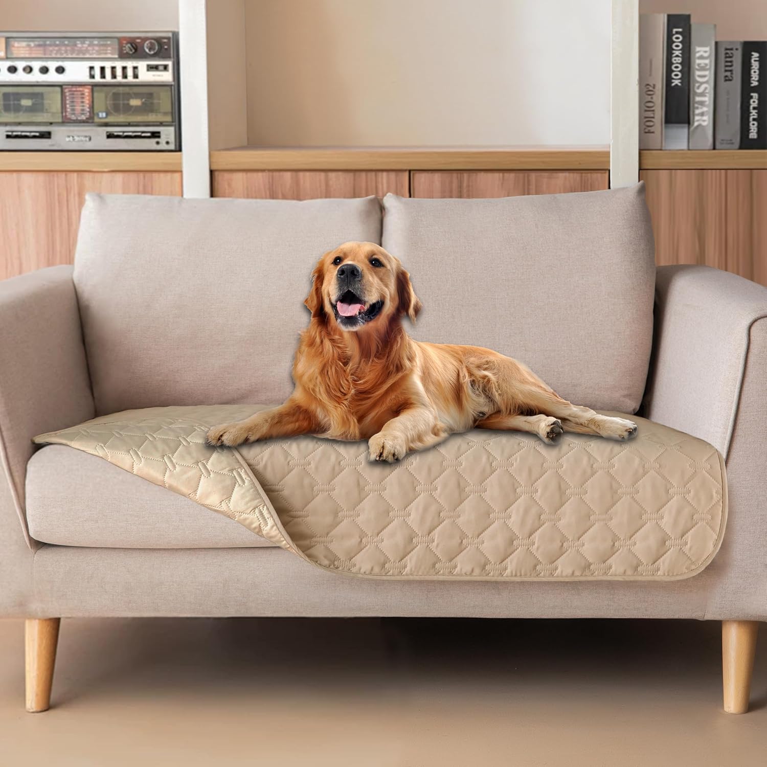 gogobunny 3X Stronger Waterproof Pet Blanket, Scratch Proof Furniture Protector for Dogs Cats, Reversible Cover 52x82 Inch, Dark Beige - Image 14