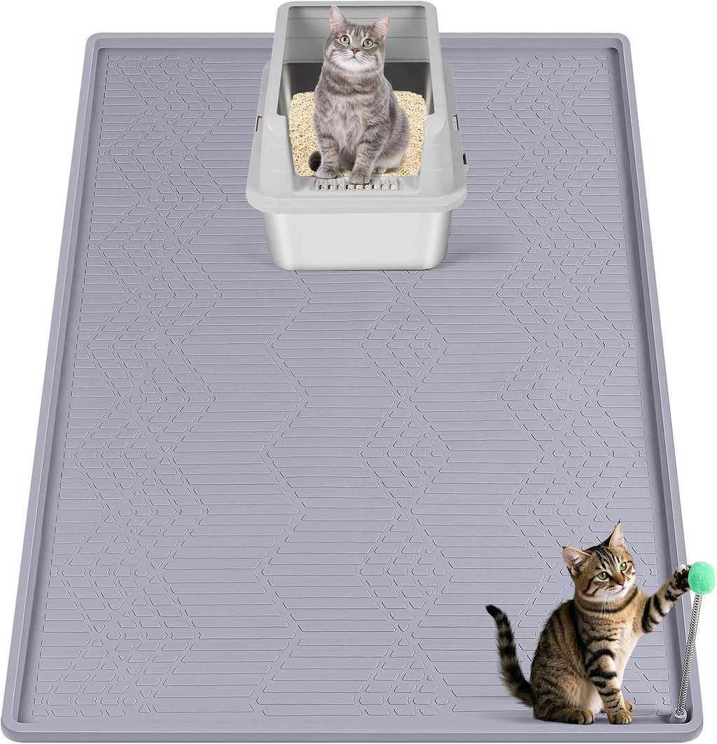 Cat Litter Mat, Extra Large 51" x 25.6" Silicone Mat Litter Trapping Mat for Scatter Control, Soft on Kitty Paws, Easy to Clean (Dark Grey) - Image 14