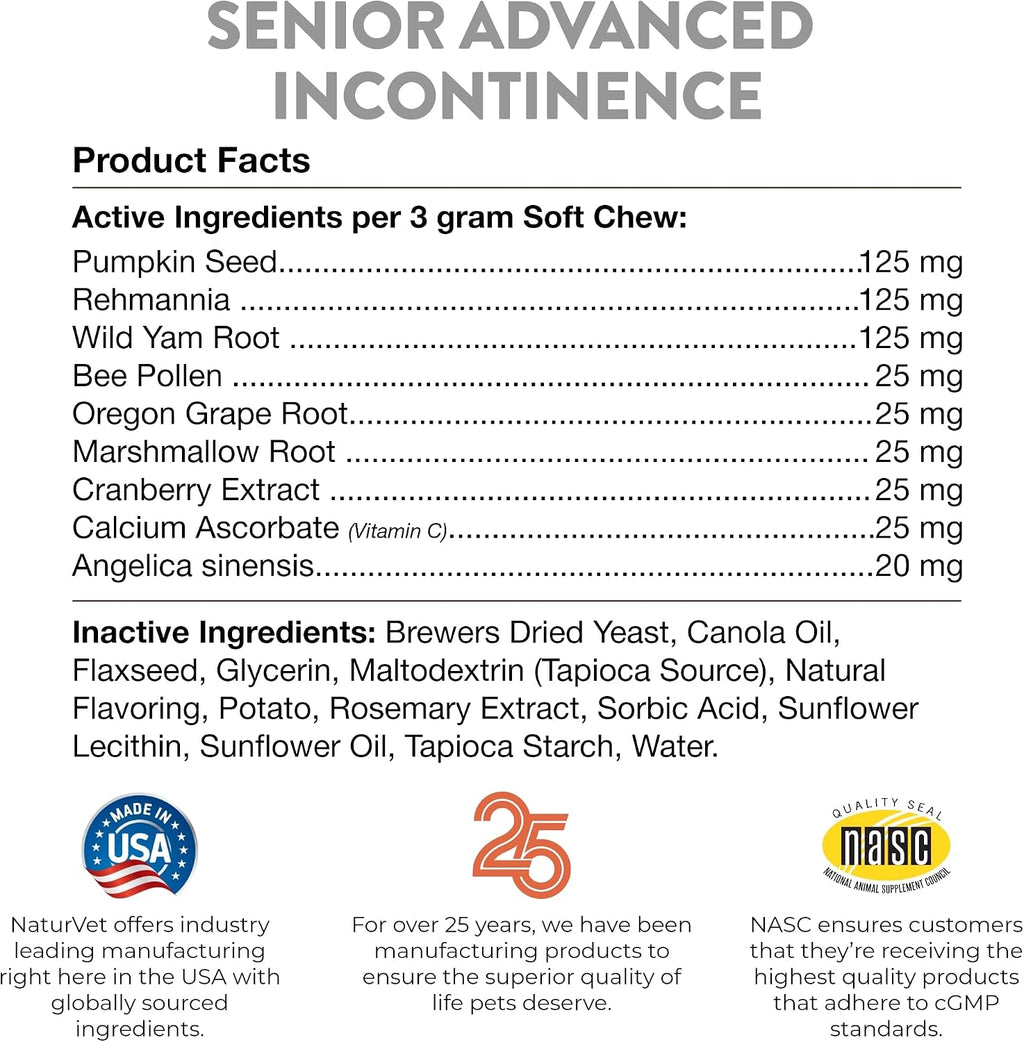 Premium botanical urinary tract support soft chews for aging dogs packaging