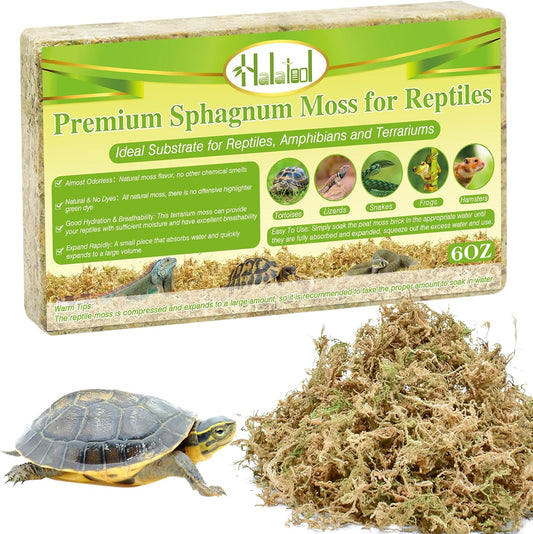 Halatool natural sphagnum moss reptile substrate front view of compressed block pack