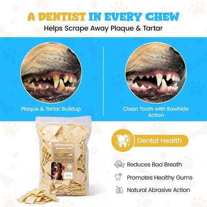Durable grain free rawhide chips for aggressive chewers