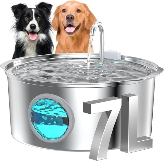 Grookpet dog water fountain front view stainless steel