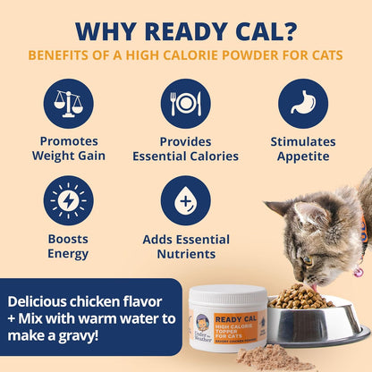 Under the Weather Ready Cal Cat Powder nutritional facts and vitamins label view.