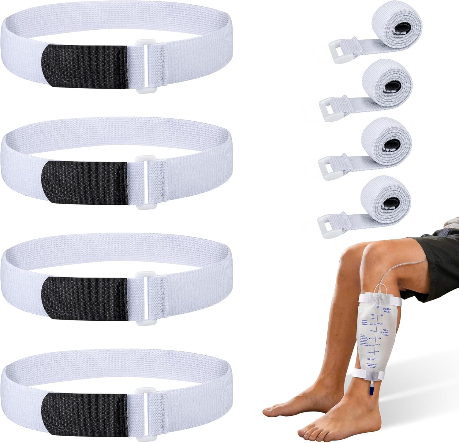 Dedsio 4 piece adjustable catheter leg bag straps front view