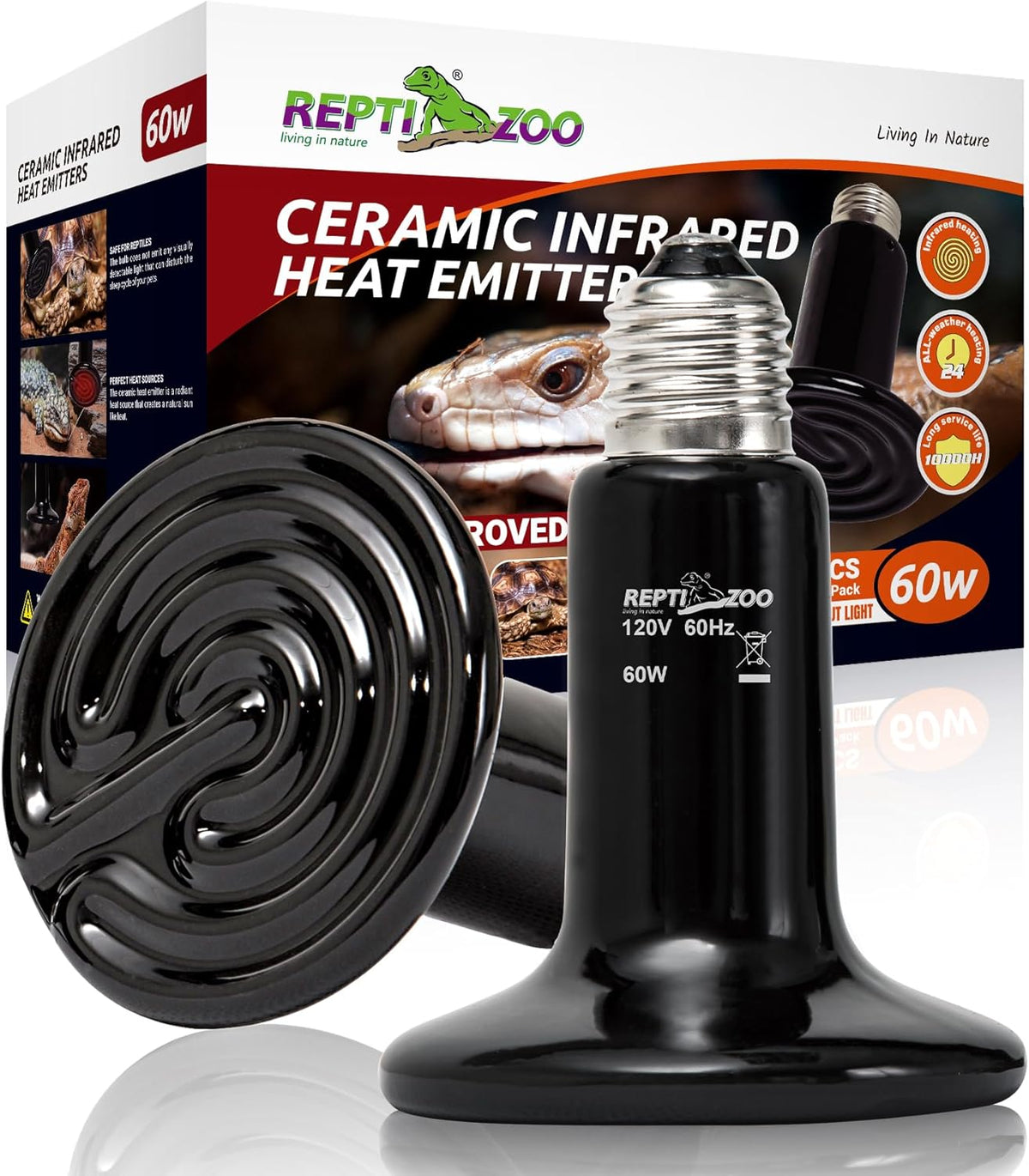 REPTI ZOO 150W Reptile Heat Lamp 2Pack Ceramic Heat Emitter Night Heat Lamp Bulbs Reptile Terrarium Heat lamp Tank Heat Bulb for Turtle Bearded Dragon Gecko Lizard Snake Chicken E26 - Image 11