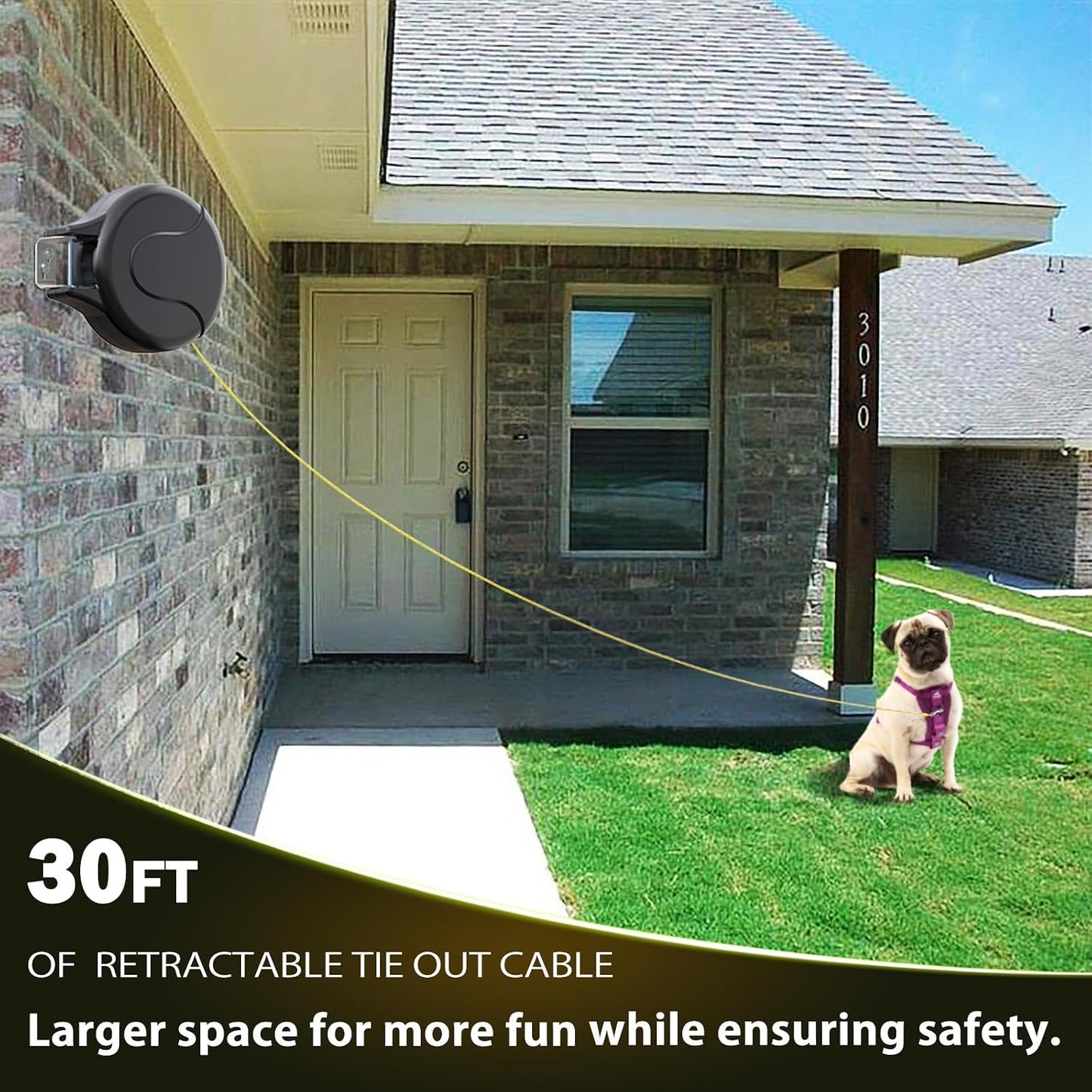 Close up of 360 degree tangle free swivel clip on dog cable