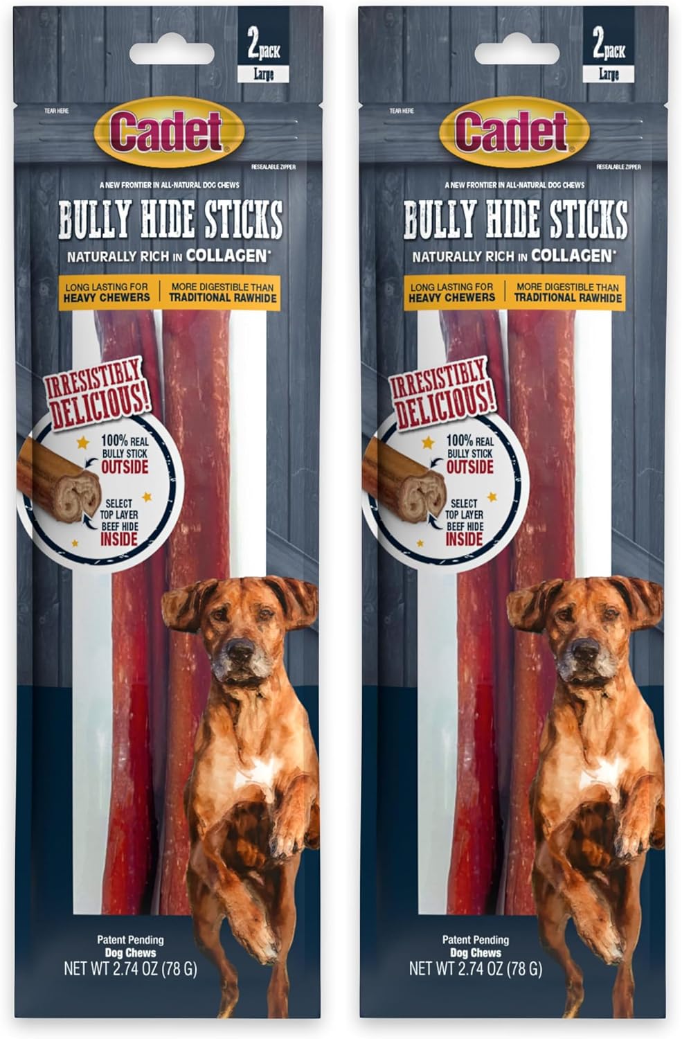 Cadet Bully Hide Sticks for Large Dogs - All-Natural Beef Pizzle, High Protein, Low Fat, Long-Lasting, Grain & Rawhide-Free Dog Chews for Aggressive Chewers, Large (8 Count) - Image 14