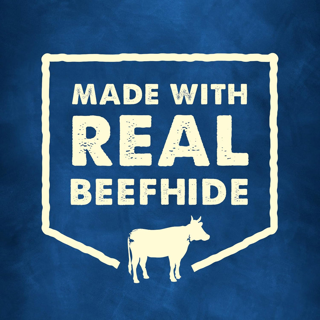 Purina Busy real beefhide dog treats nutritional facts and back of pouch view.