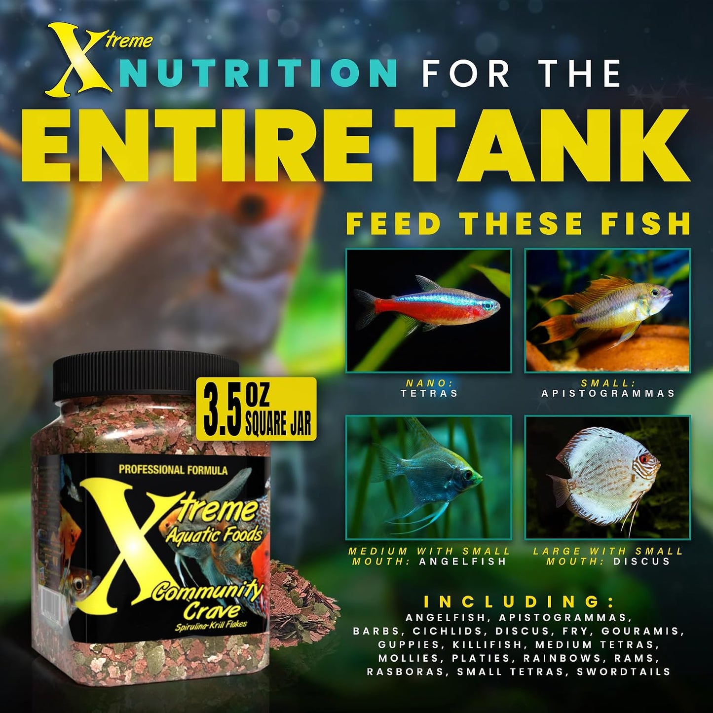 Back label of Xtreme Community Crave Flake showing nutritional analysis