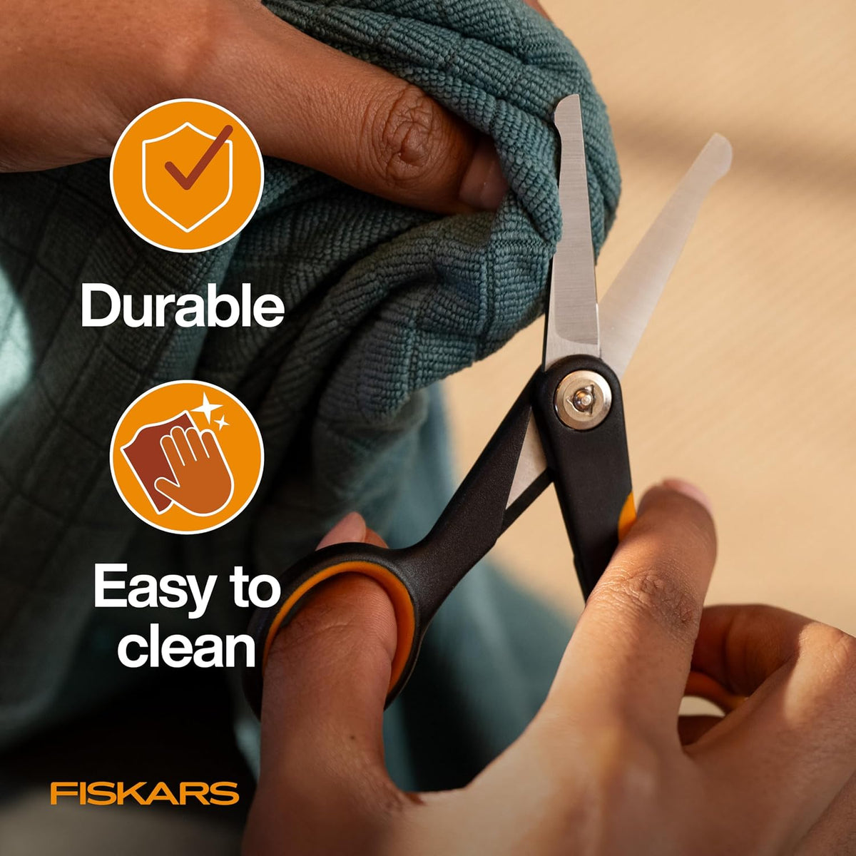 Authentic Fiskars orange and black pet scissors for precise grooming