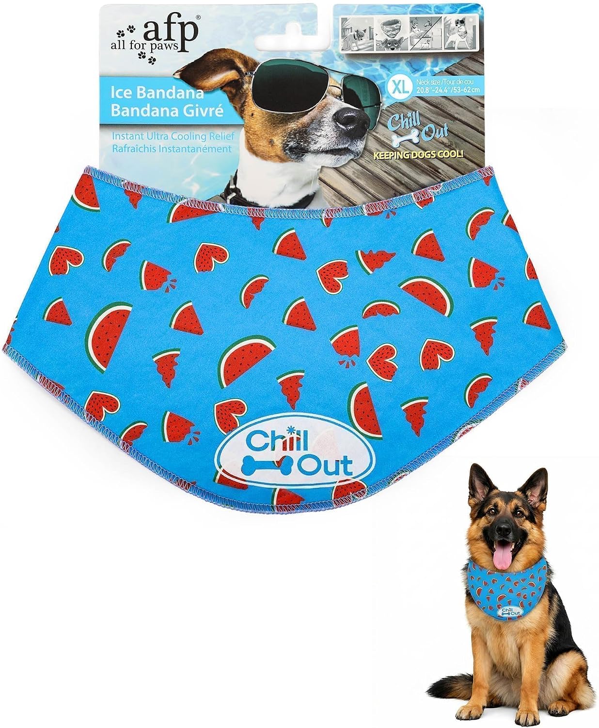 ALL FOR PAWS Cooling Bandana for Dogs, Dog Cooling Neck Wrap, Ice Dog Bandanas for Medium Dogs, Cooling Scarf for Dogs, Blue Neck Cooler for Dogs(M, Neck Girth 15-18.1") - Image 9