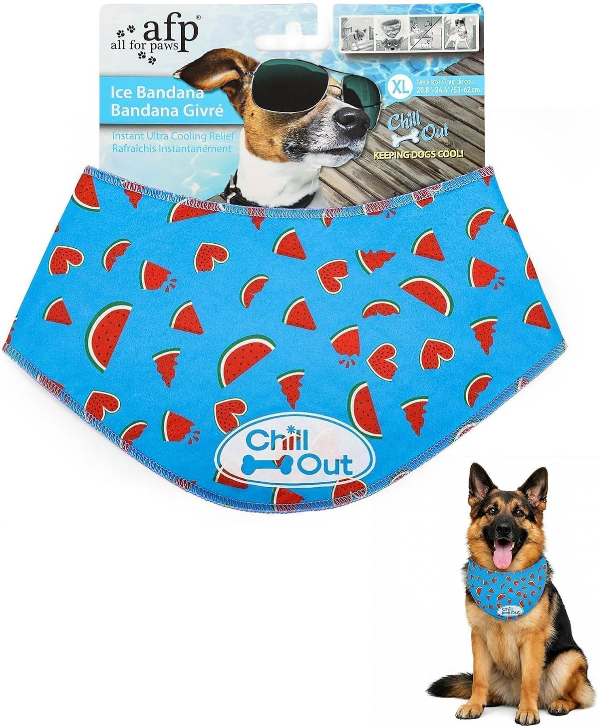ALL FOR PAWS Cooling Bandana for Dogs, Dog Cooling Neck Wrap, Ice Dog Bandanas for Medium Dogs, Cooling Scarf for Dogs, Blue Neck Cooler for Dogs(M, Neck Girth 15-18.1") - Image 9