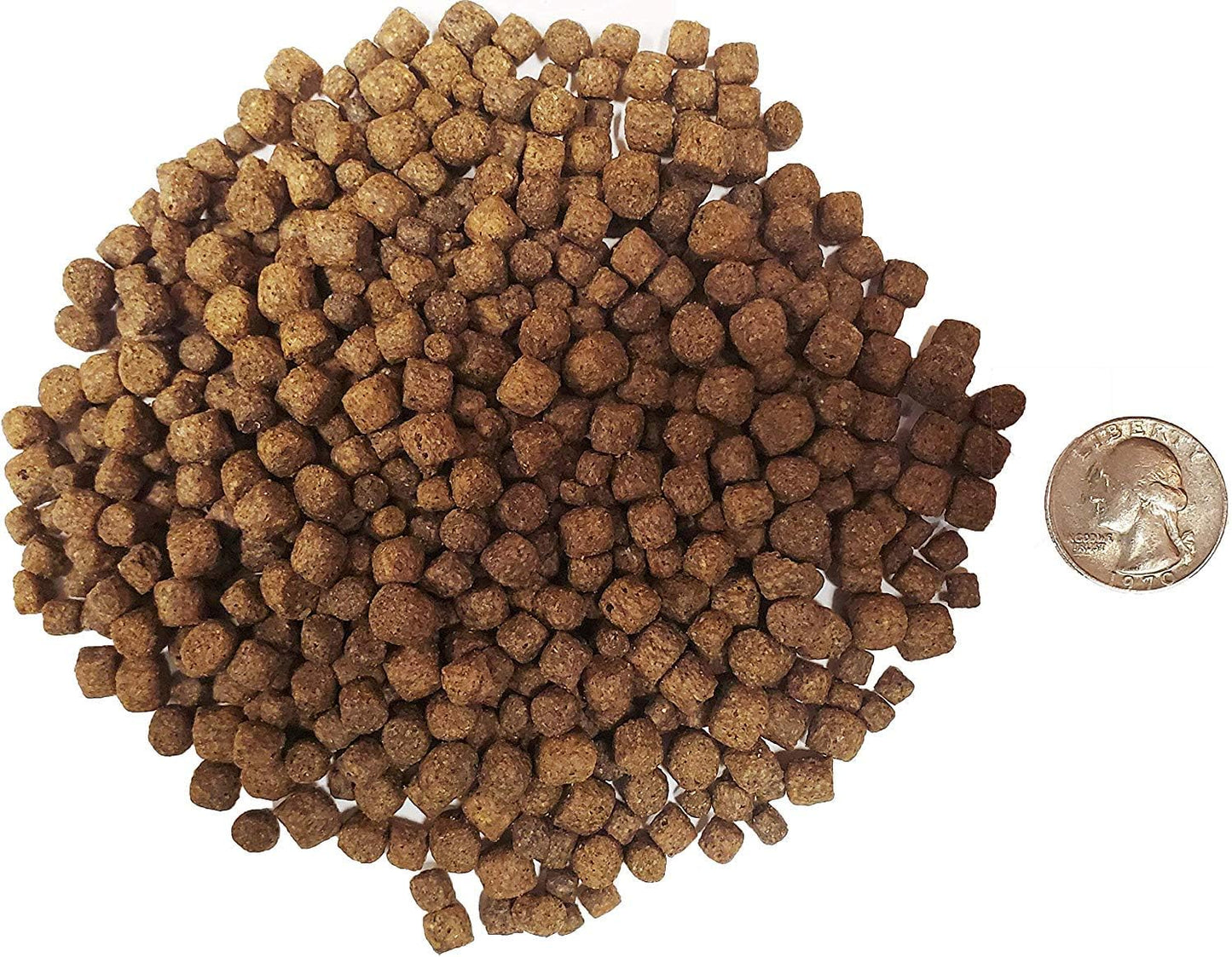 Close up of Aquamax Sportfish MVP multi-sized fish food pellets