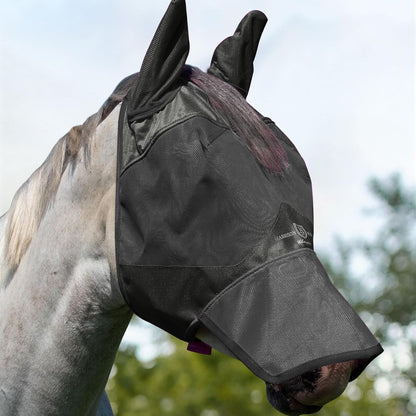 Harrison Howard UV-Proof Forelock Opening Reliable Protection Horse Fly Mask Long Nose with Ears Magenta Horse Large - Image 9