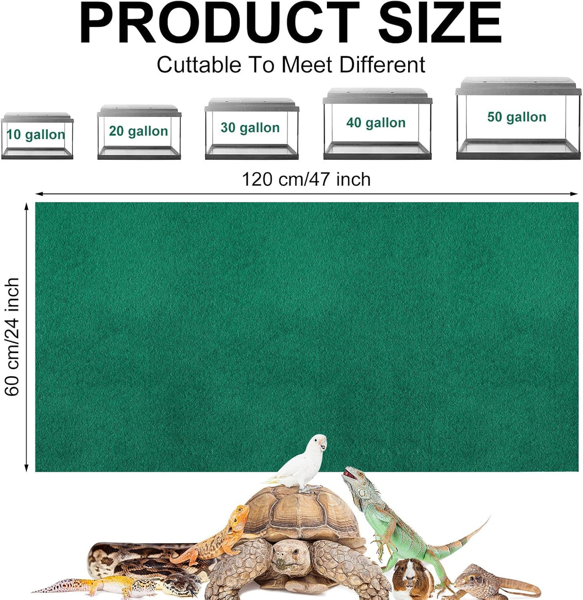 Pack of four green reptile cage mats folded together