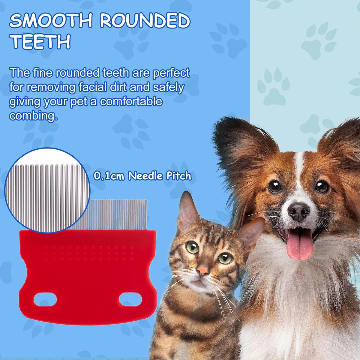 Ergonomic curved handle of the pet grooming tool for a comfortable and non slip grip.