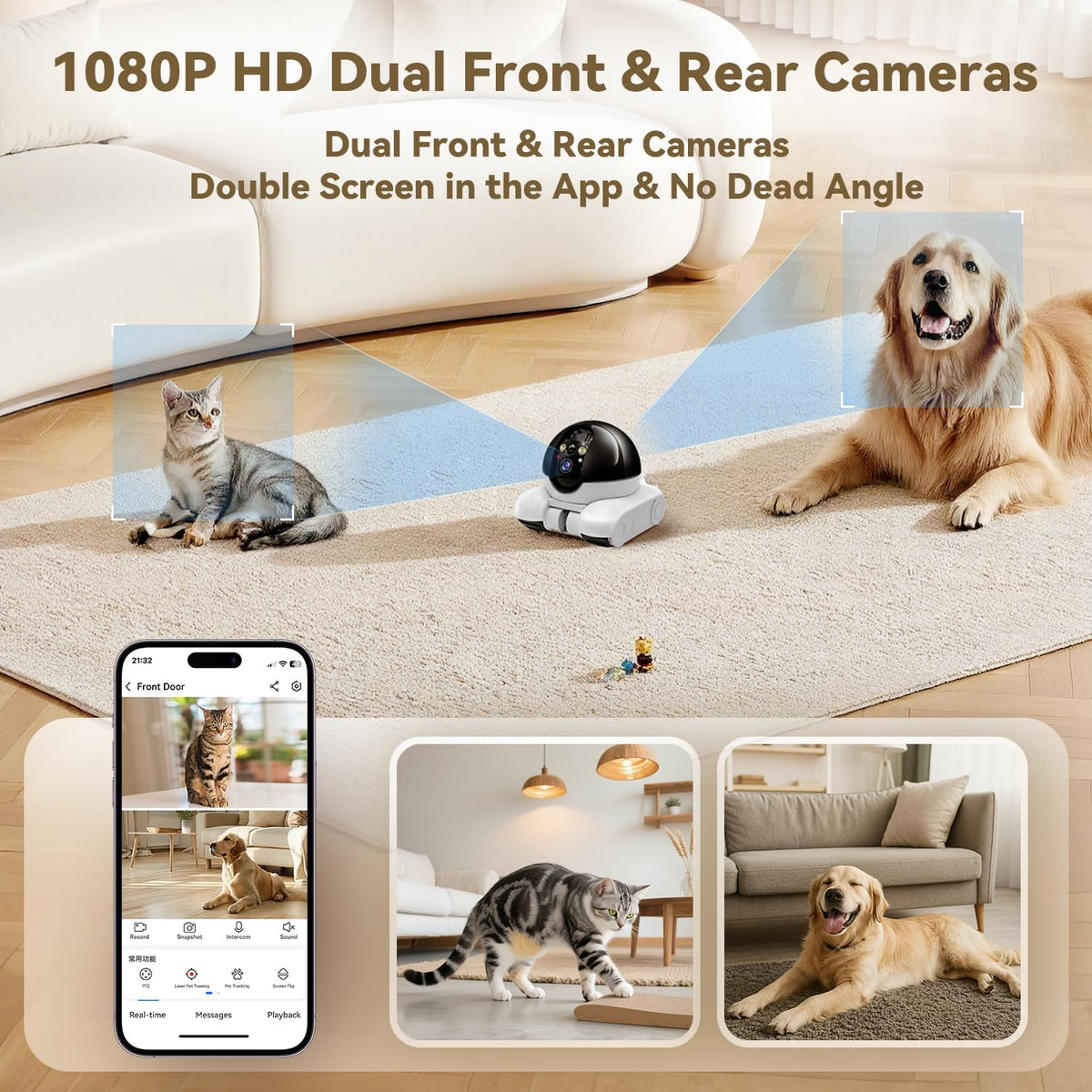 Dual lens system on AEZ robot security surveillance device