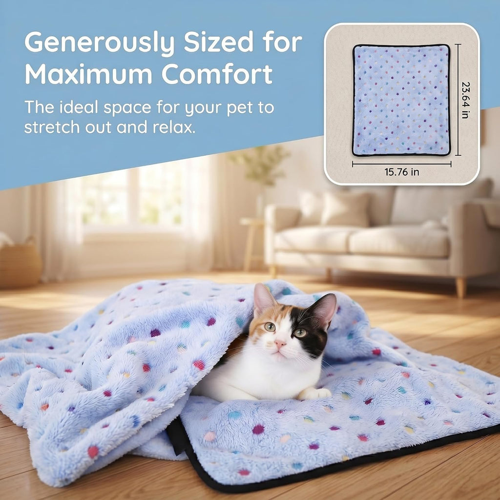 Washable premium puppy blanket protecting a living room sofa from shedding.