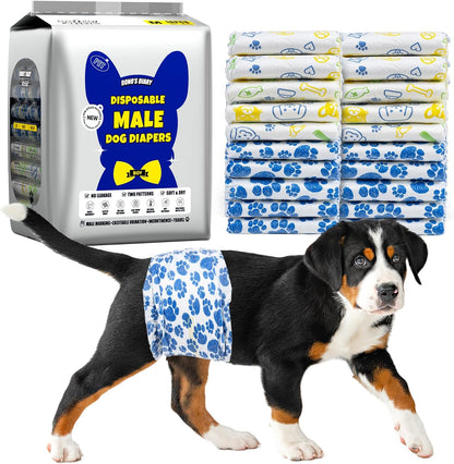 Dono Dog Diapers Male, Disposable Male Dog Wraps 60ct, Ultra Absorbent Doggie Diapers, Rapid-Dry Leak-Proof Puppy Diapers, Wetness Indicator Excitable Urination Incontinence, Small - Image 9