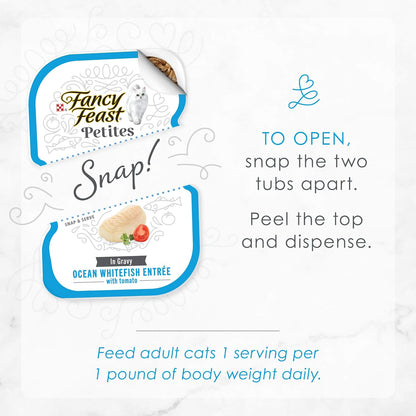 Purina Fancy Feast Petites Ocean Whitefish Entree With Tomato in Gravy Gourmet Wet Cat Food - (Pack of 12) 2.8 oz. Tubs - Image 9