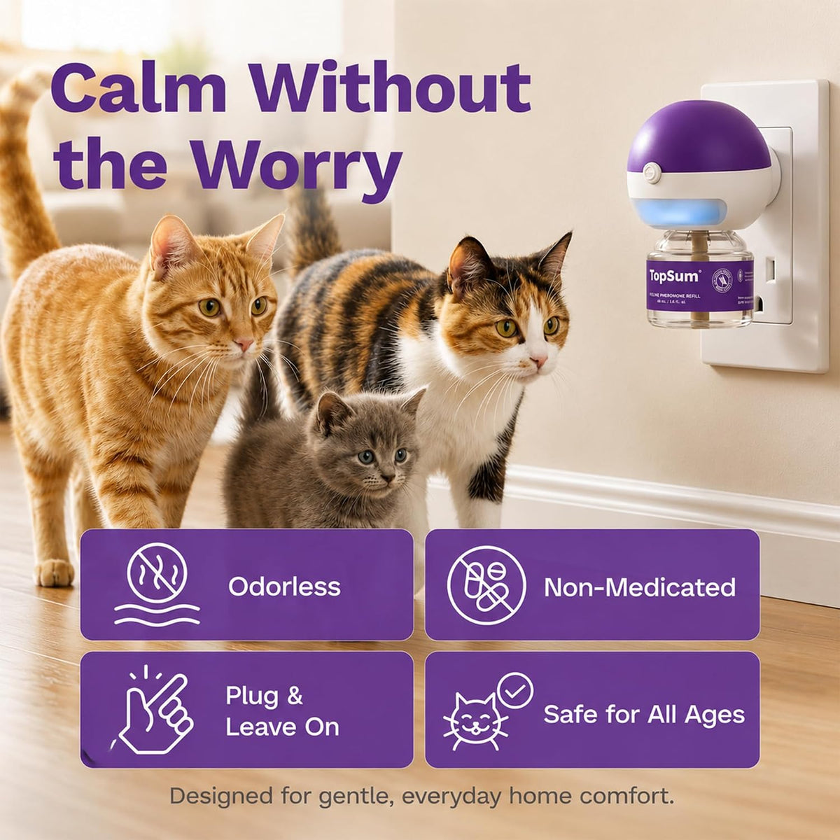 Odourless cat calming diffuser three pack for multi cat homes