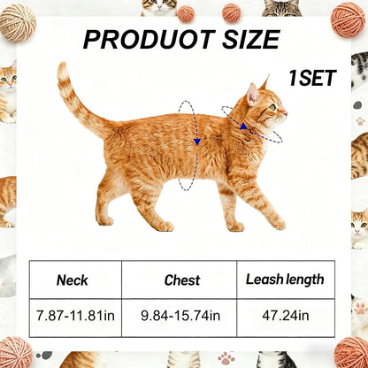 Cat wearing H-shaped harness for safe walking
