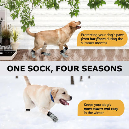 Dog Socks for Hardwood Floors Anti Slip - Double Side Dogs Booties to Prevent Licking, Hot Pavement Paw Protectors, No Twist Dog Grippy Socks for Senior Dogs, Light Grey and Black, L - Image 7