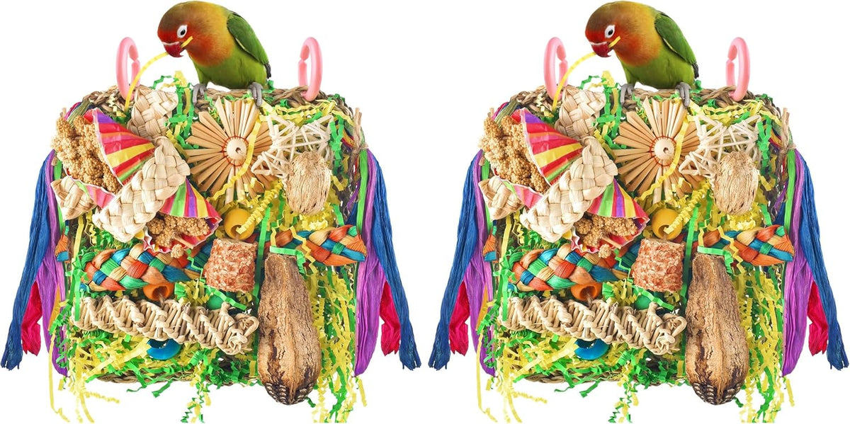 ERKOON Bird Toys, Parrot Toys Foraging Swing Mat Parrot Cage Hanging Toys Birds Grass Mat Climbing Wall with Seagrass, Birds Cage Accessories (Green) - Image 9