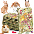Grembeb rabbit toys twelve pack front view showing natural Timothy hay chew chips for small pet dental health.