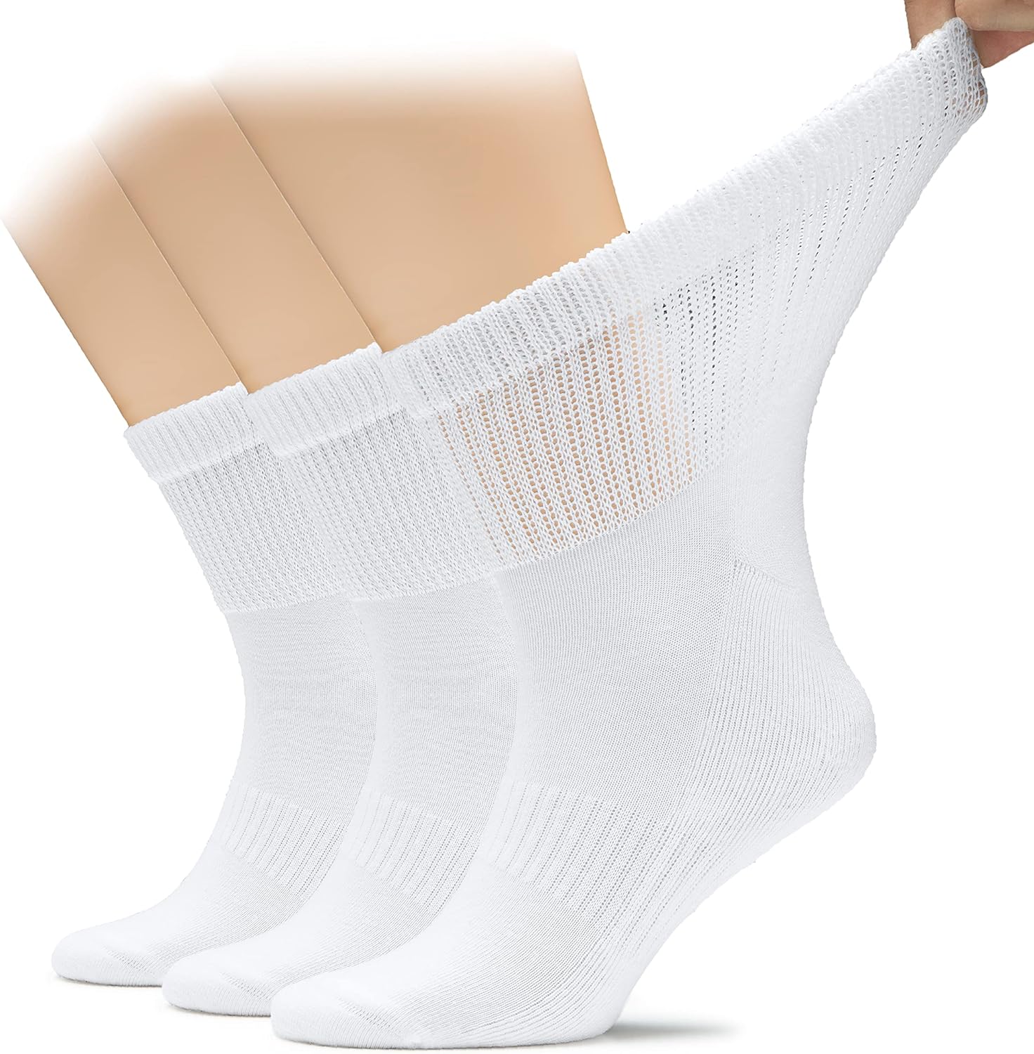Hugh Ugoli Men's Cotton Diabetic Ankle Socks front view featuring non-binding top for circulation.