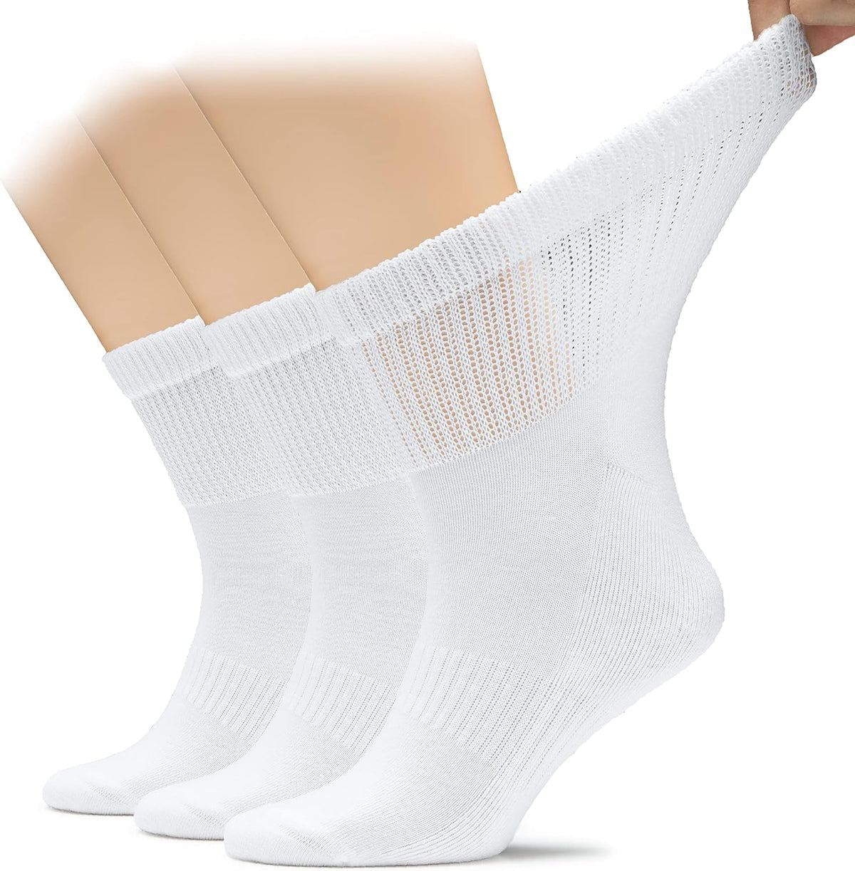 Hugh Ugoli Men's Cotton Diabetic Ankle Socks front view featuring non-binding top for circulation.
