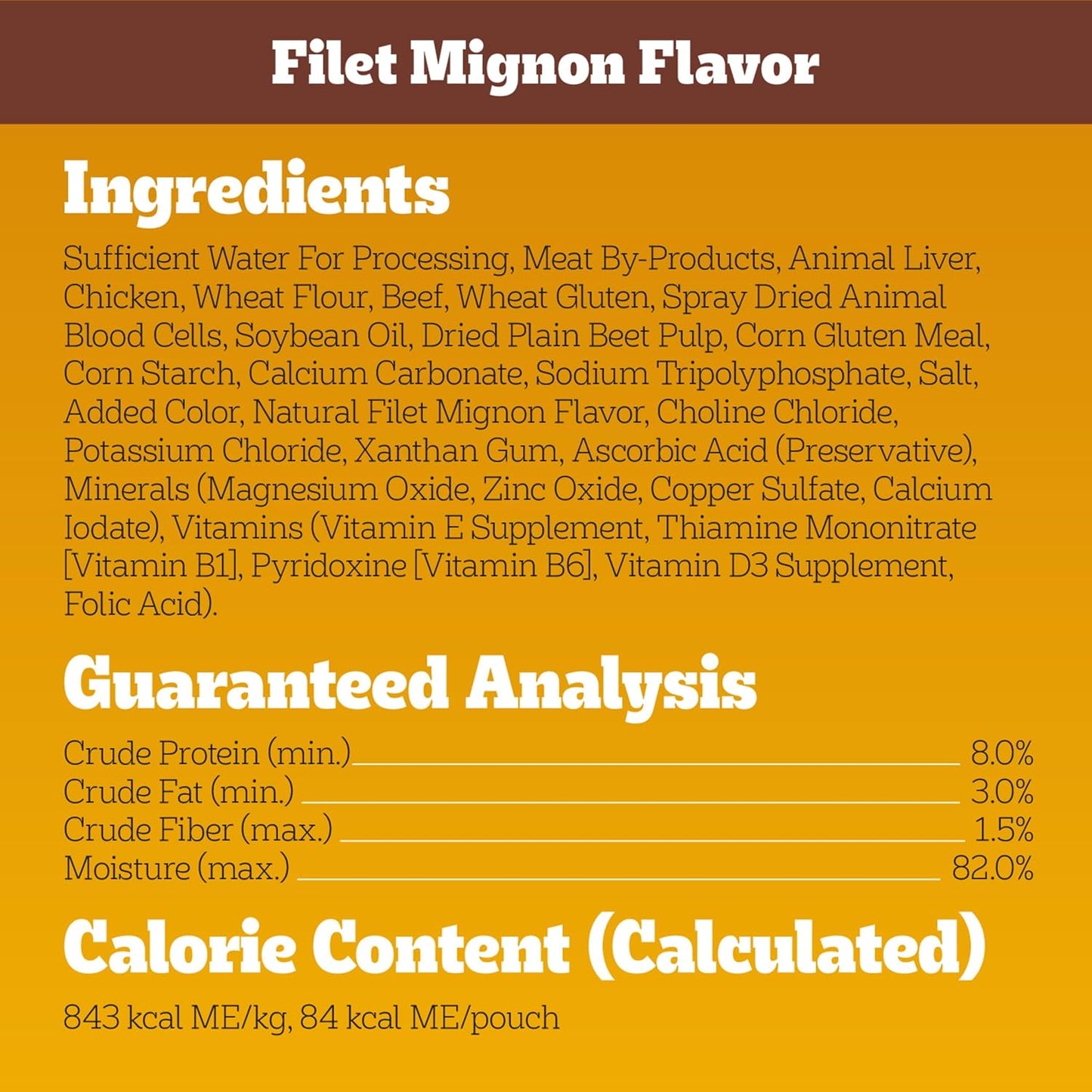 Pedigree premium imported wet dog food feeding instructions label on back of pack