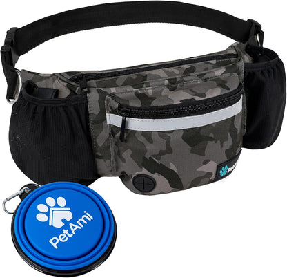 PetAmi Dog Fanny Pack, Treat Pouch for Dog Walking, Training, Built in Poop Bag Dispenser, Water Bottle Holder, Collapsible Bowl, Pet Treat Waist Belt for Hiking, Running, Kibbles (Black) - Image 10