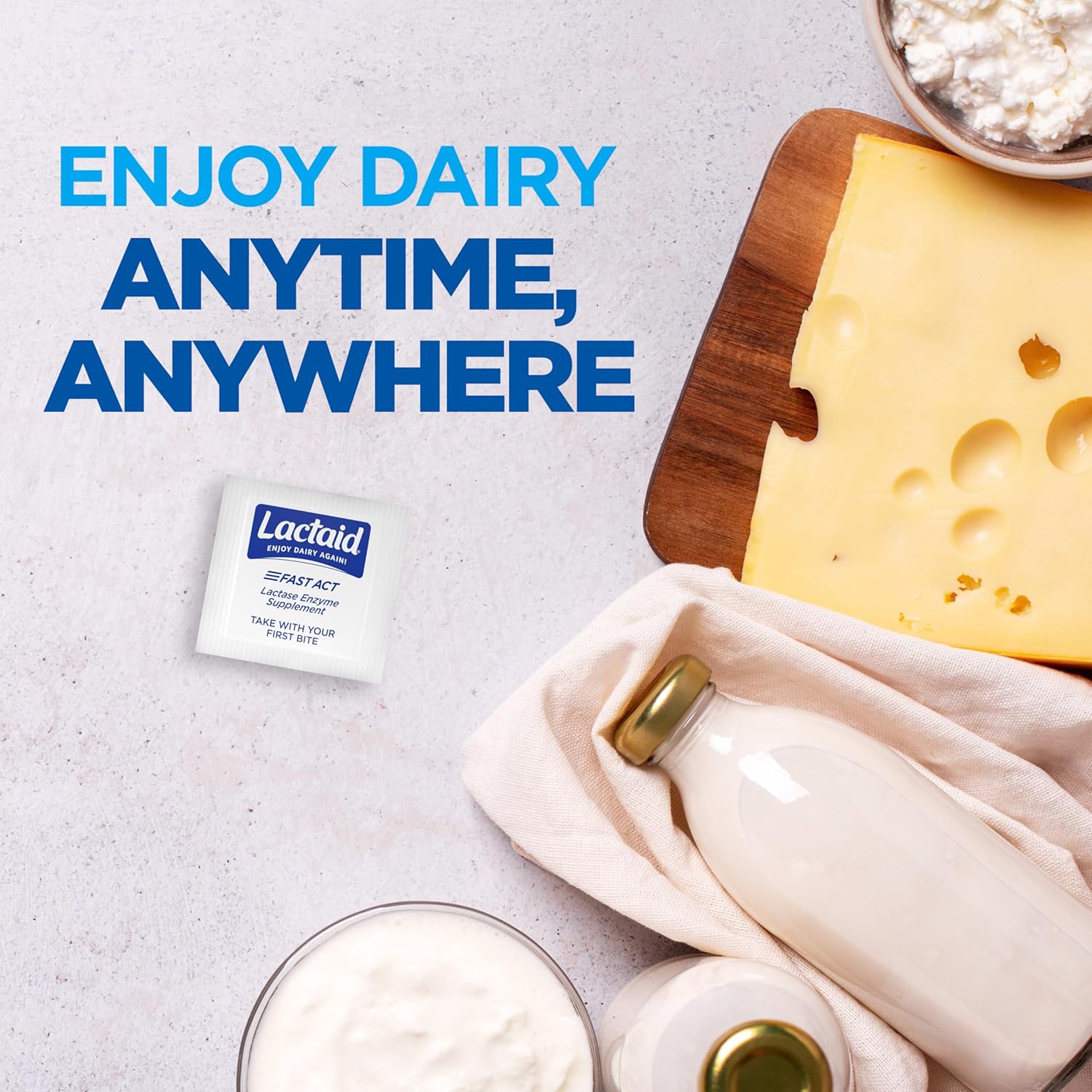 Lactaid dairy digestive aid tablets for gas and bloating prevention