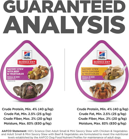 Hill's Science Diet Small & Mini, Adult 1-6, Small & Mini Breeds Premium Nutrition, Wet Dog Food, Variety Pack: Chicken & Vegetables; Salmon & Vegetables Stew, 3.5 oz Tray Variety Pack, Case of 12 - Image 10