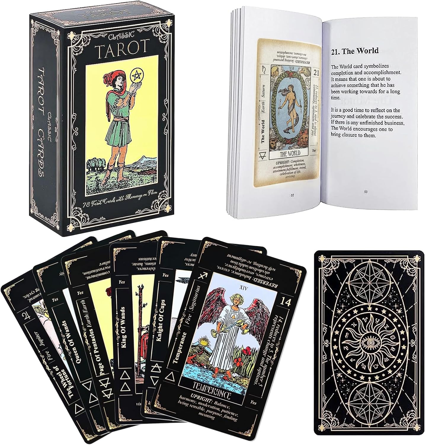 Sunhhx tarot cards set with 78 cards in black and white box