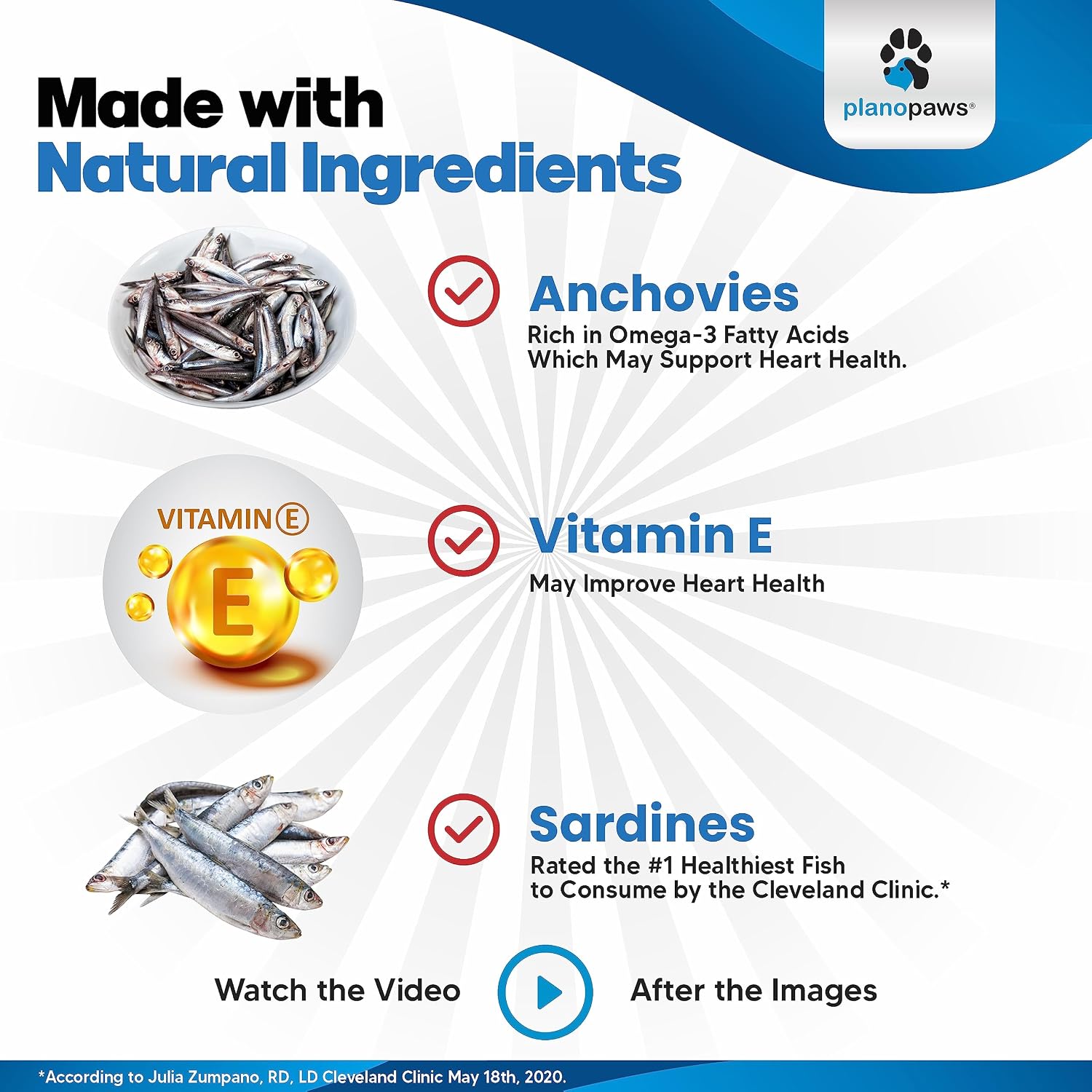 Planopaws pet fish oil softgels being squeezed over dog food topper