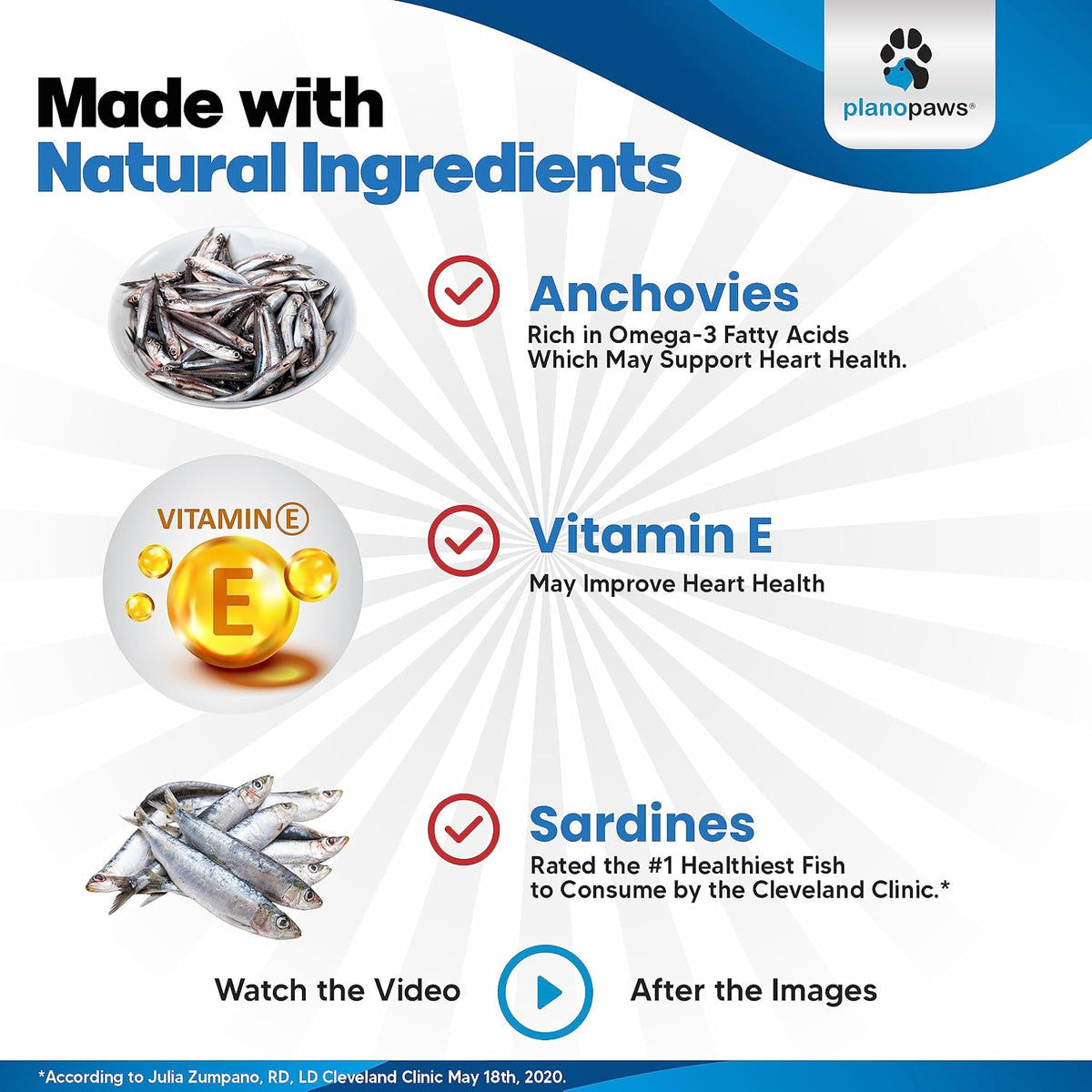 Planopaws pet fish oil softgels being squeezed over dog food topper