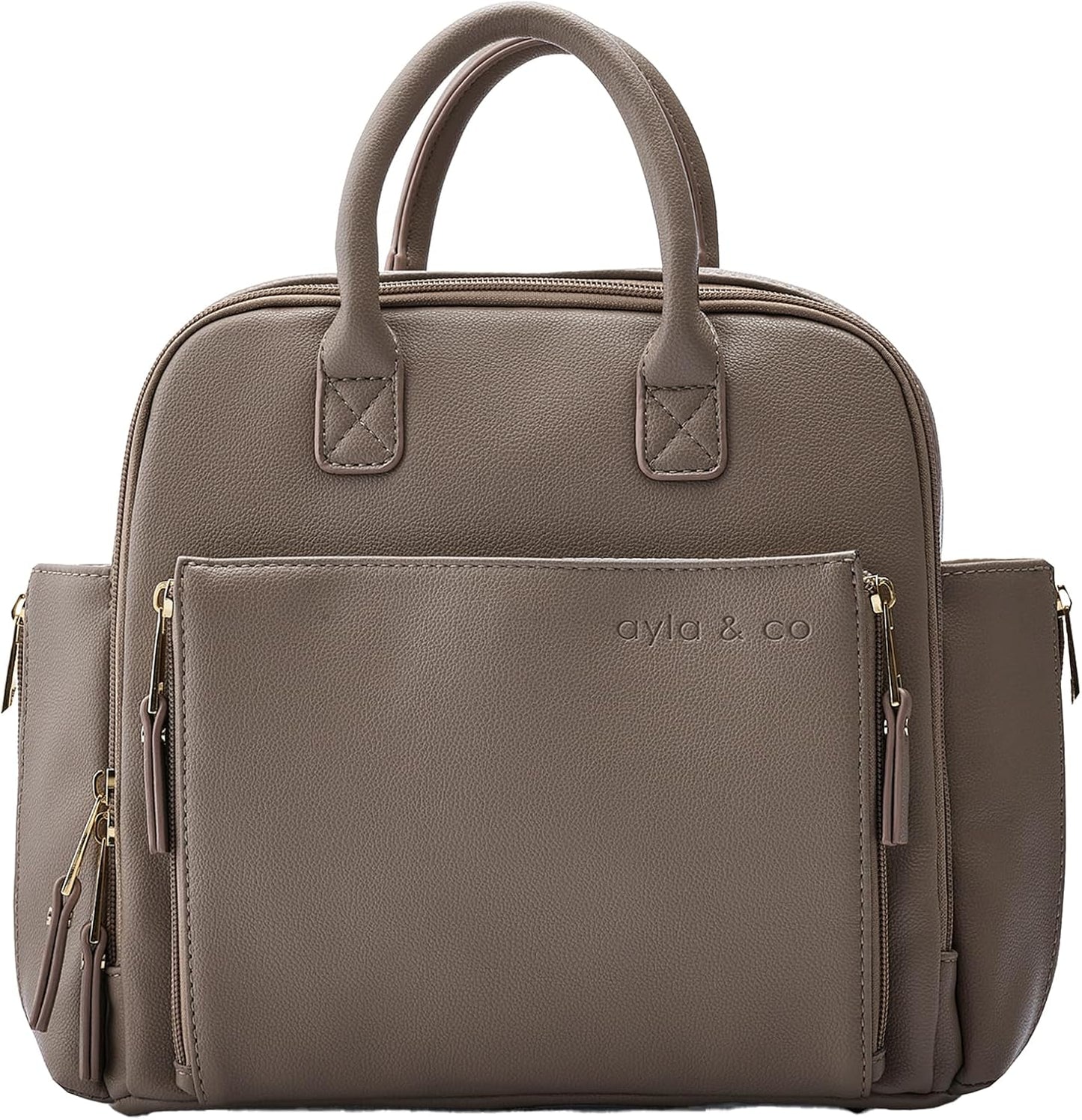 Ayla & Co Mini Transitional Diaper Bag front view in vegan leather